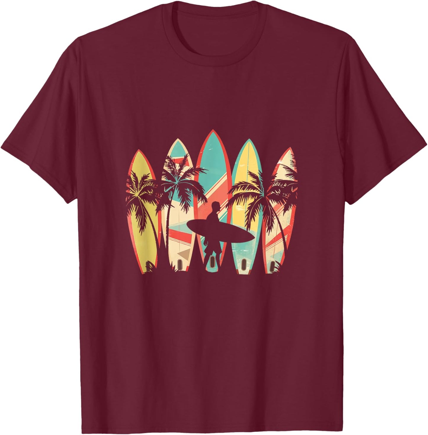 Vintage Surfer Surfing Beach Surf Surfboard Women T-Shirt - T-Shirt | Maroon