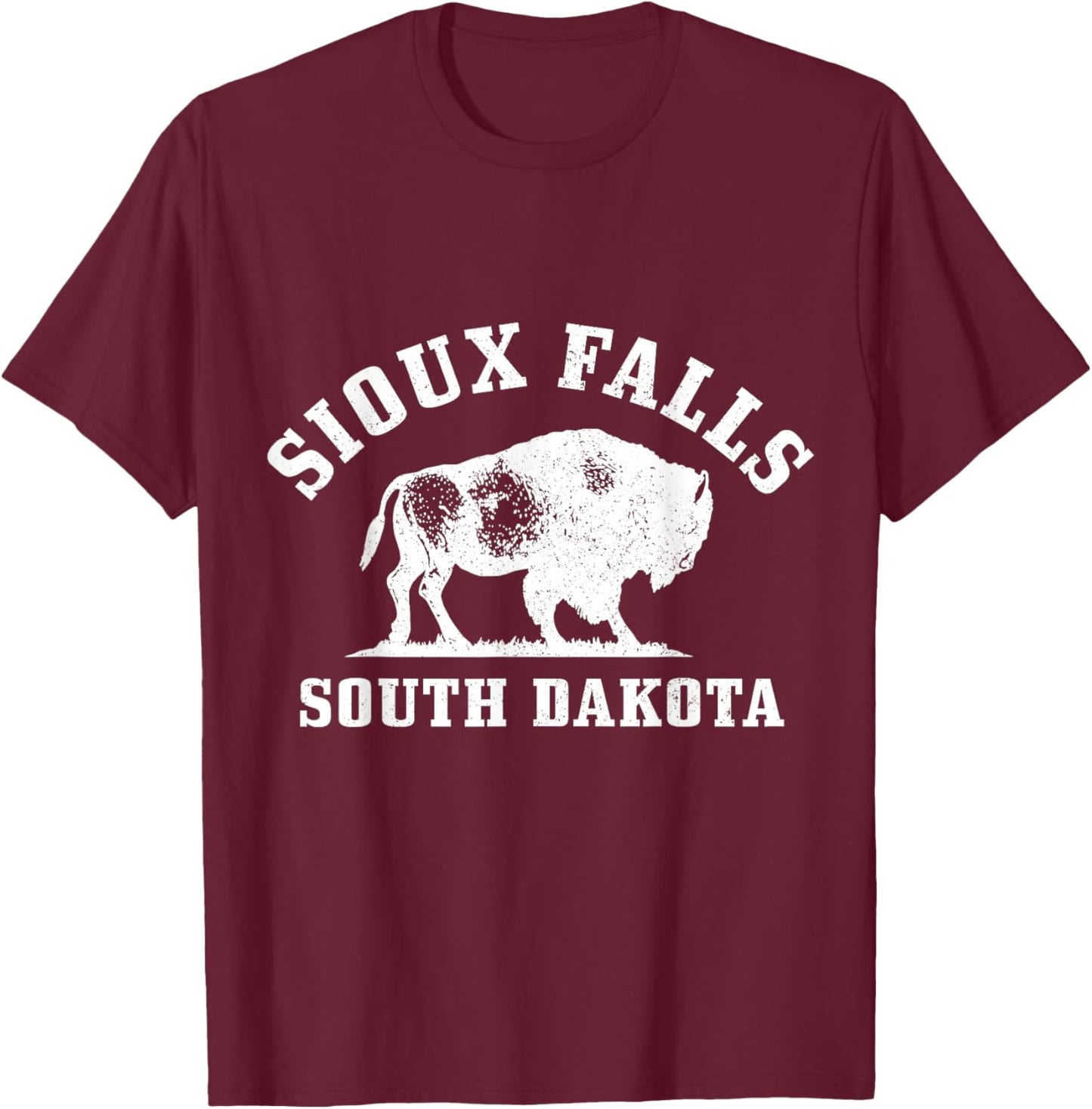 Sioux Falls South Dakota Bison Buffalo National Park Vintage T-Shirt - T-Shirt | Maroon