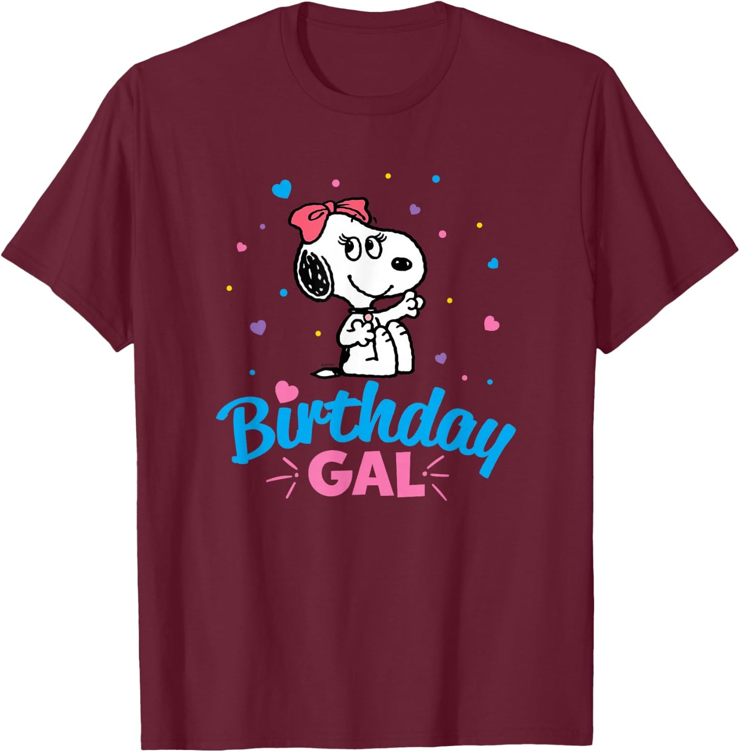 Peanuts Belle Birthday Gal T-Shirt - T-Shirt | Maroon