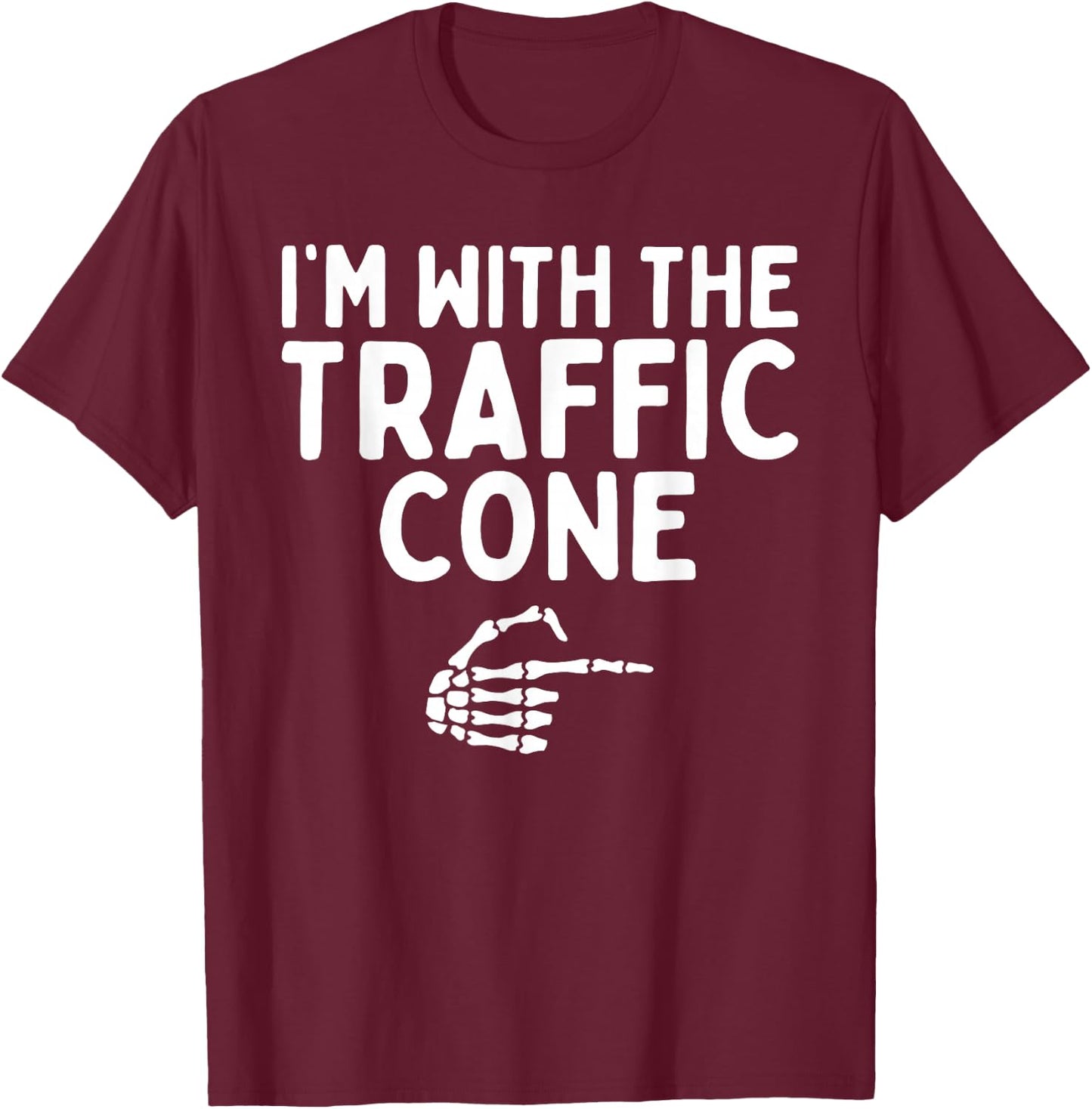 I'm With The Traffic Cone Halloween Costume Matching Couples T-Shirt - T-Shirt | Maroon