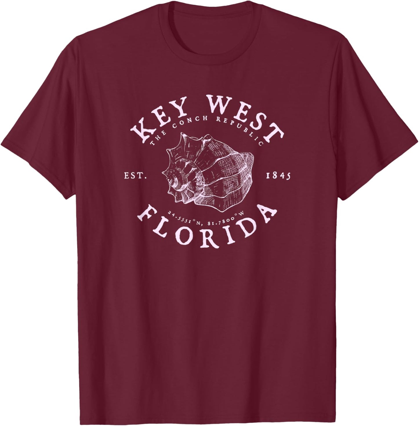 Key West Florida Conch Republic FL Floridian T-Shirt - T-Shirt | Maroon