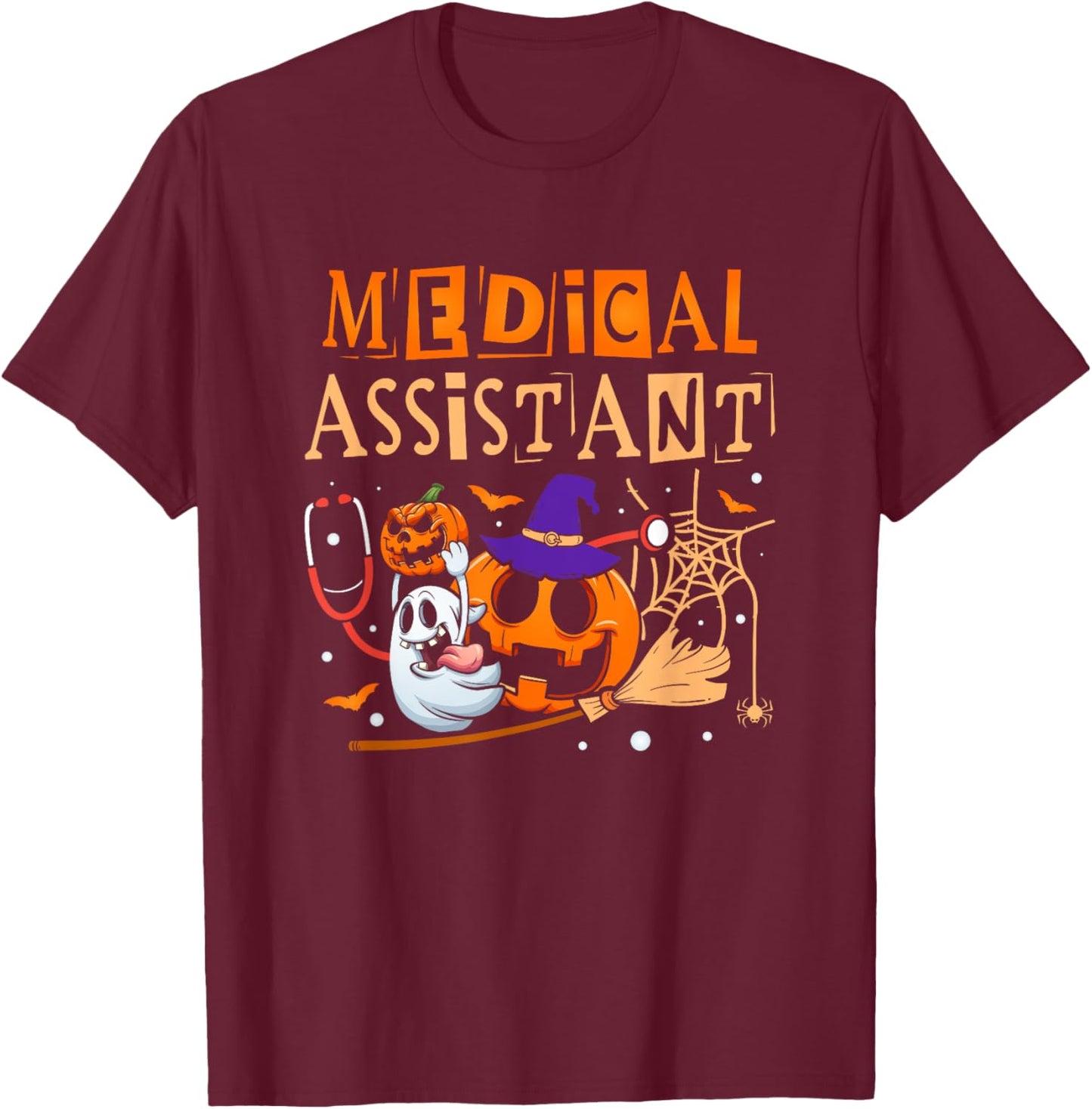 Scary Halloween One Spooky Medical Assistant Halloween T-Shirt - T-Shirt | Maroon