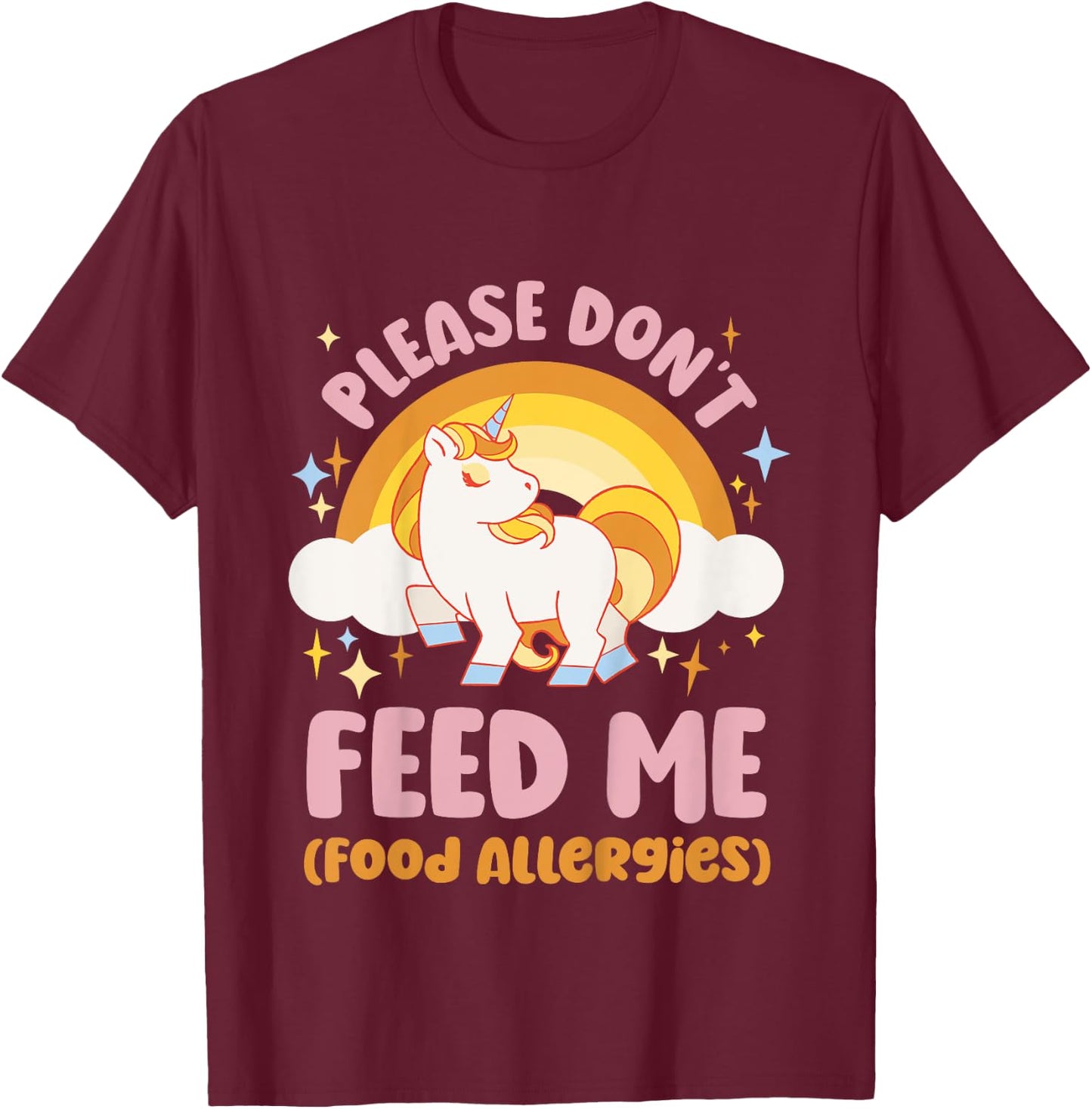 Food Allergy Toddler Kids Unicorn T-Shirt - T-Shirt | Maroon