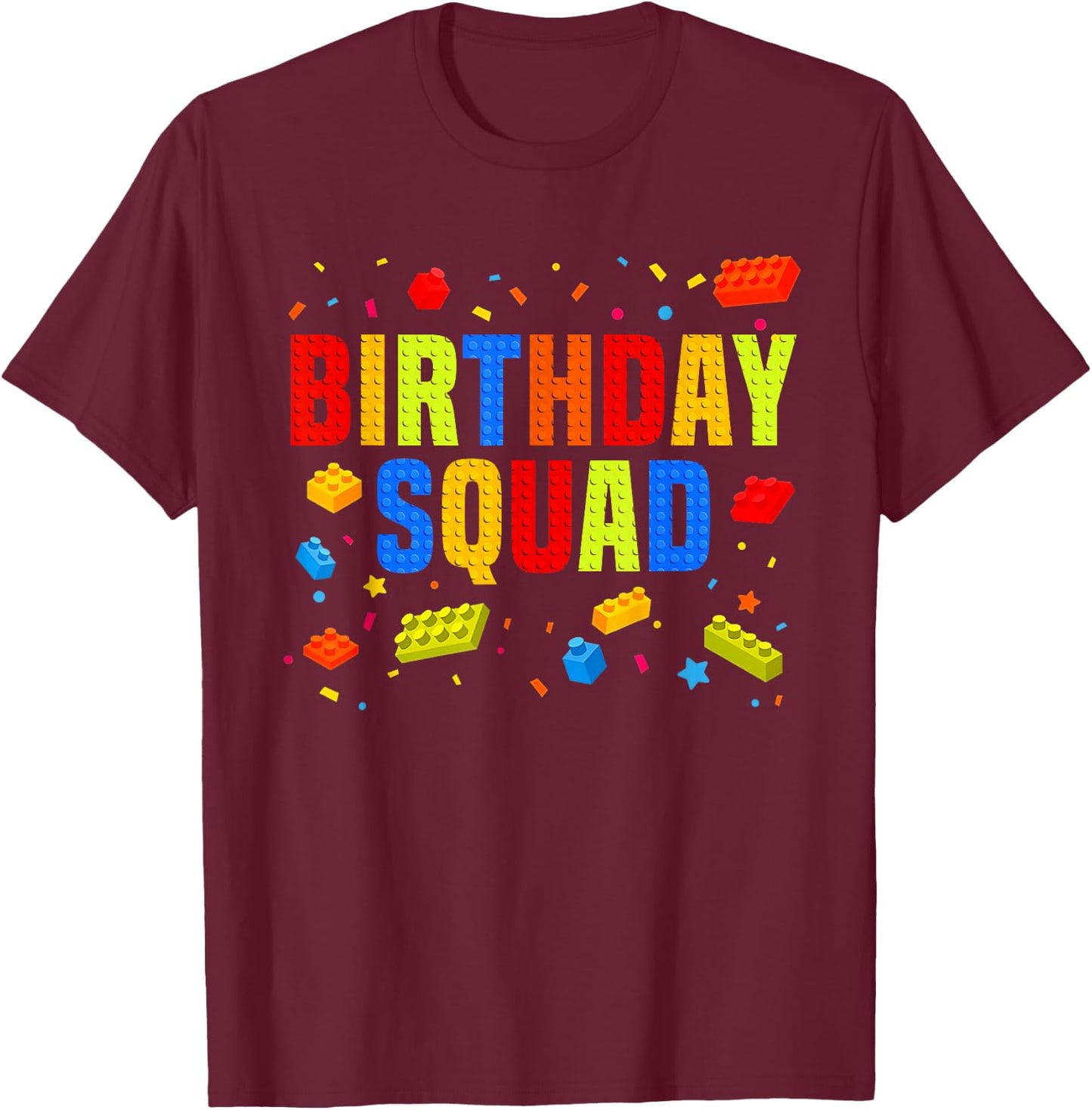 Brick Builder Funny Blocks Master Builder Birthday Squad T-Shirt - T-Shirt | Maroon