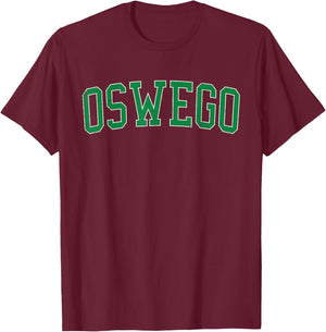 Vintage Oswego IL Distressed Green Varsity Style T-Shirt - T-Shirt | Maroon