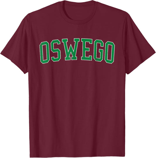 Vintage Oswego IL Distressed Green Varsity Style T-Shirt - T-Shirt | Maroon