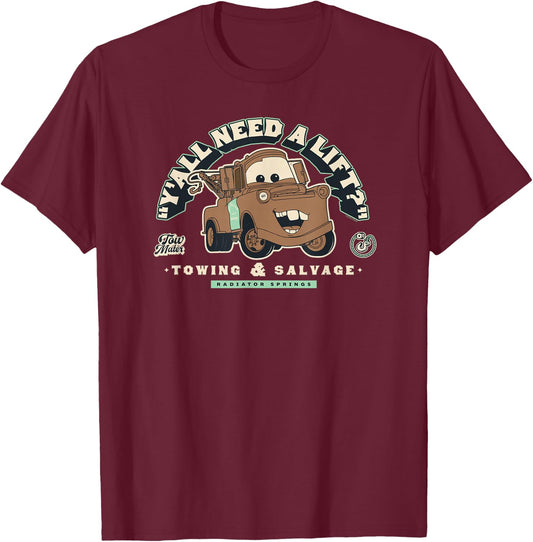 Disney and Pixar’s Cars Tow Mater Towing Y’all Need a Lift? T-Shirt - T-Shirt | Maroon
