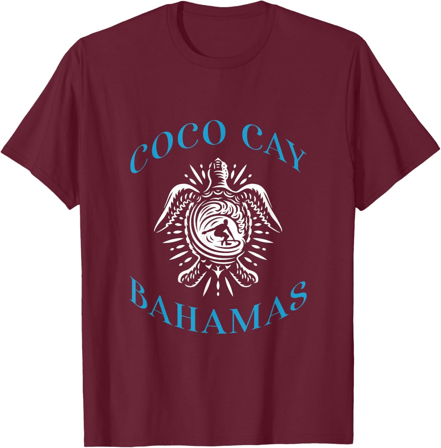 Coco Cay Bahamas Sea Turtle Surfing Vacation Souvenir T-Shirt - T-Shirt | Maroon