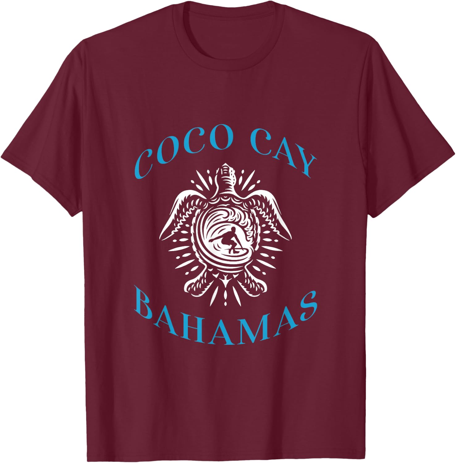 Coco Cay Bahamas Sea Turtle Surfing Vacation Souvenir T-Shirt - T-Shirt | Maroon