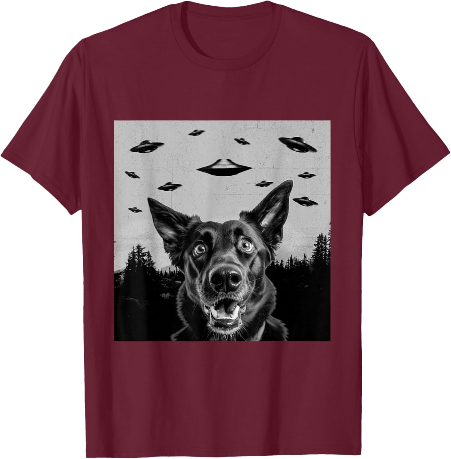 Alien UFO Funny Dutch Shepherd Dog Lover Men Women Kids T-Shirt - T-Shirt | Maroon