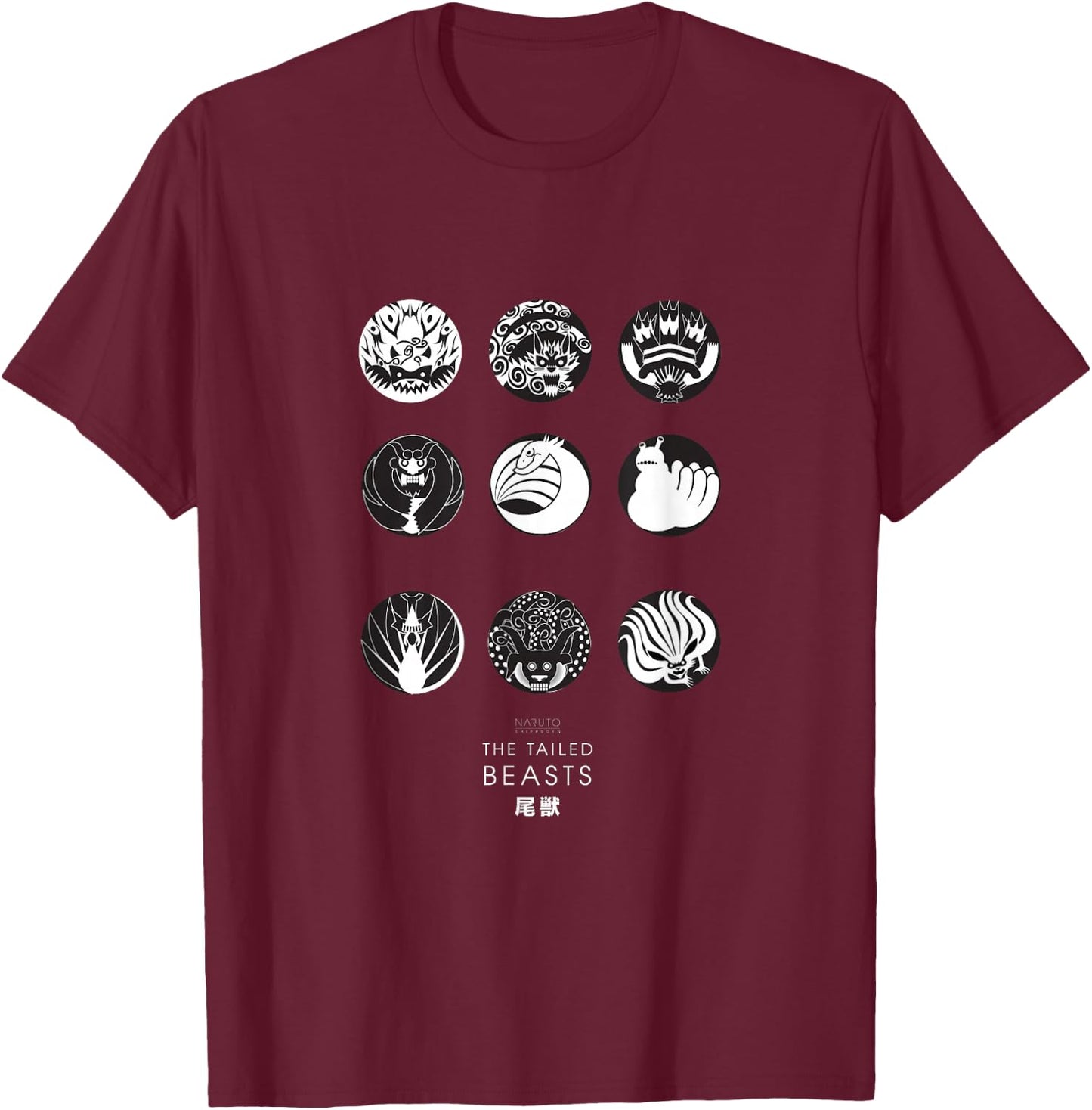 Naruto Anime Cartoon Tailed Beast T-Shirt - T-Shirt | Maroon
