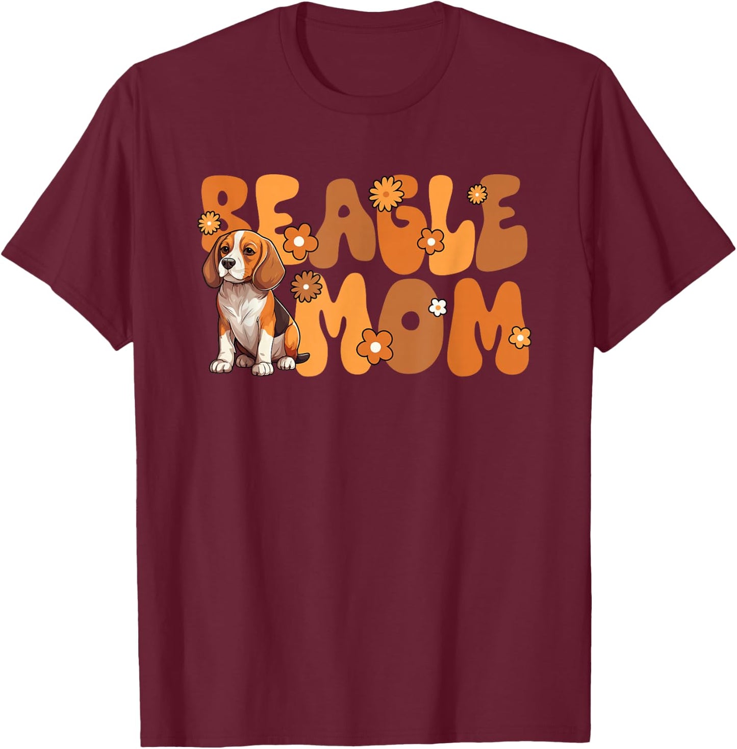 Beagle Groovy World's Best Beagle Mom T-Shirt - T-Shirt | Maroon