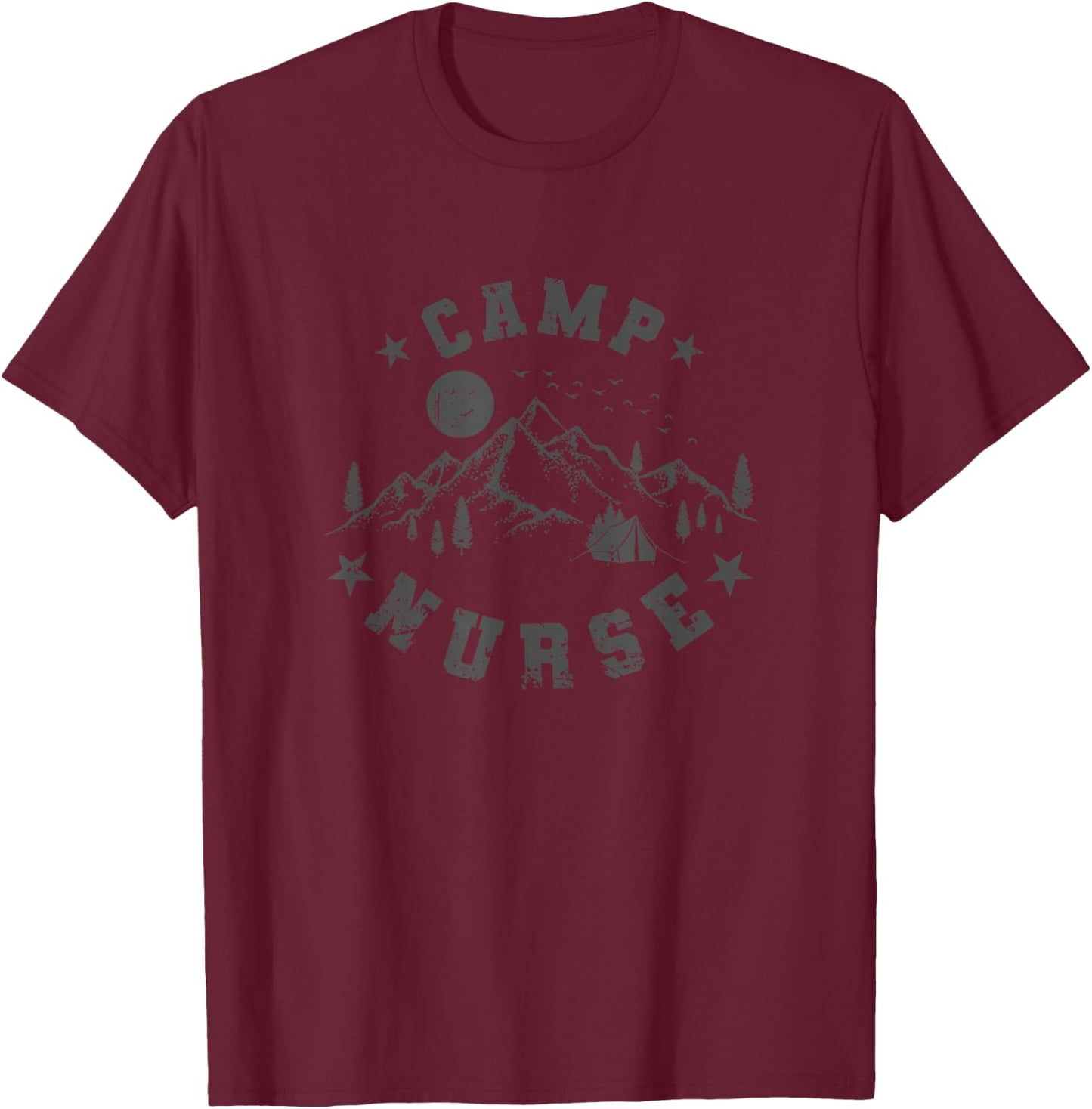 Camp Nurse Vacation Fire Campfire T-Shirt - T-Shirt | Maroon