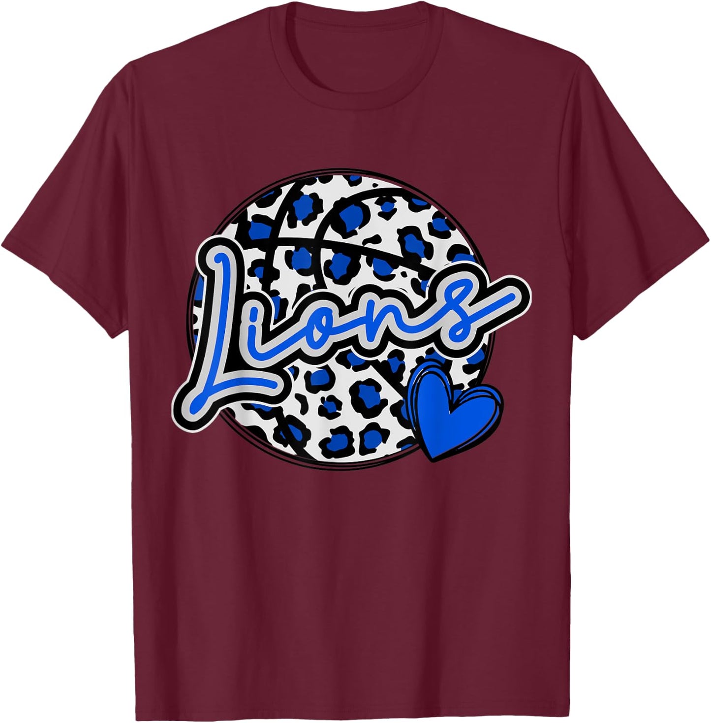Leopard Cheetah Basketball Lions Blue Spirit Game T-Shirt - T-Shirt | Maroon