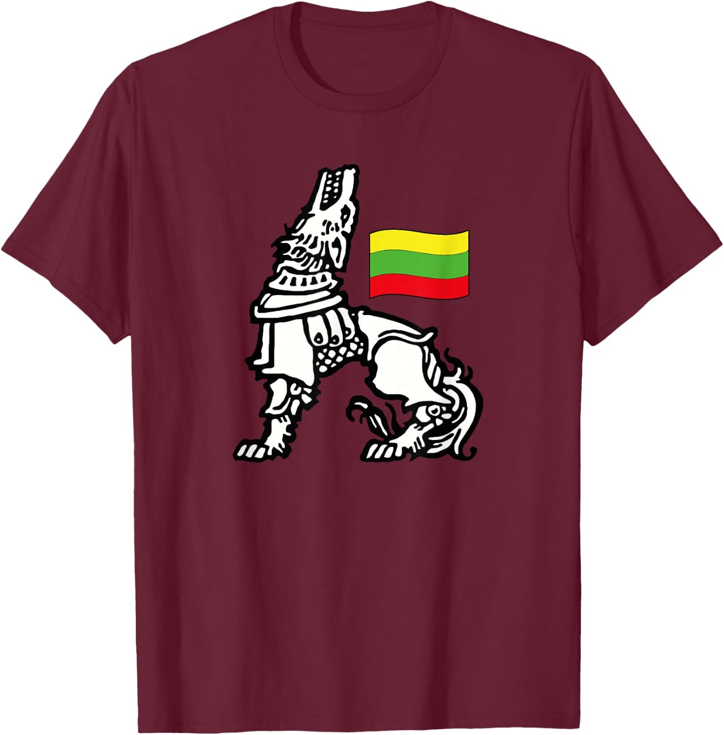Iron Wolf Lietuva by Lithuania Strong T-Shirt - T-Shirt | Maroon