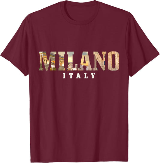 Milano Italia Skyline Italy Italy Souvenir Vintage T-Shirt - T-Shirt | Maroon