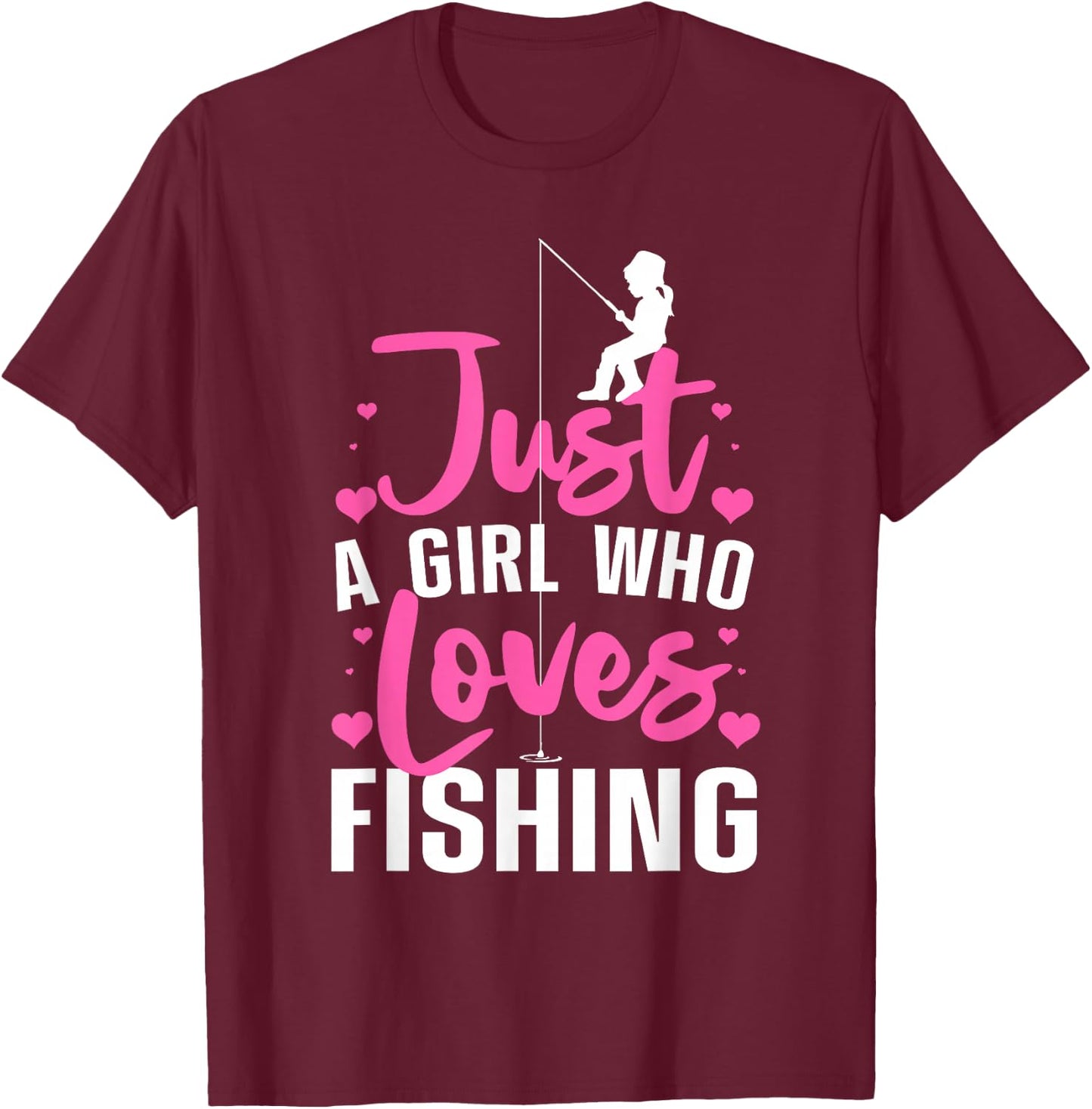 Cute Fishing Girls Kids Fisher Fisherman Bass Fish T-Shirt - T-Shirt | Maroon