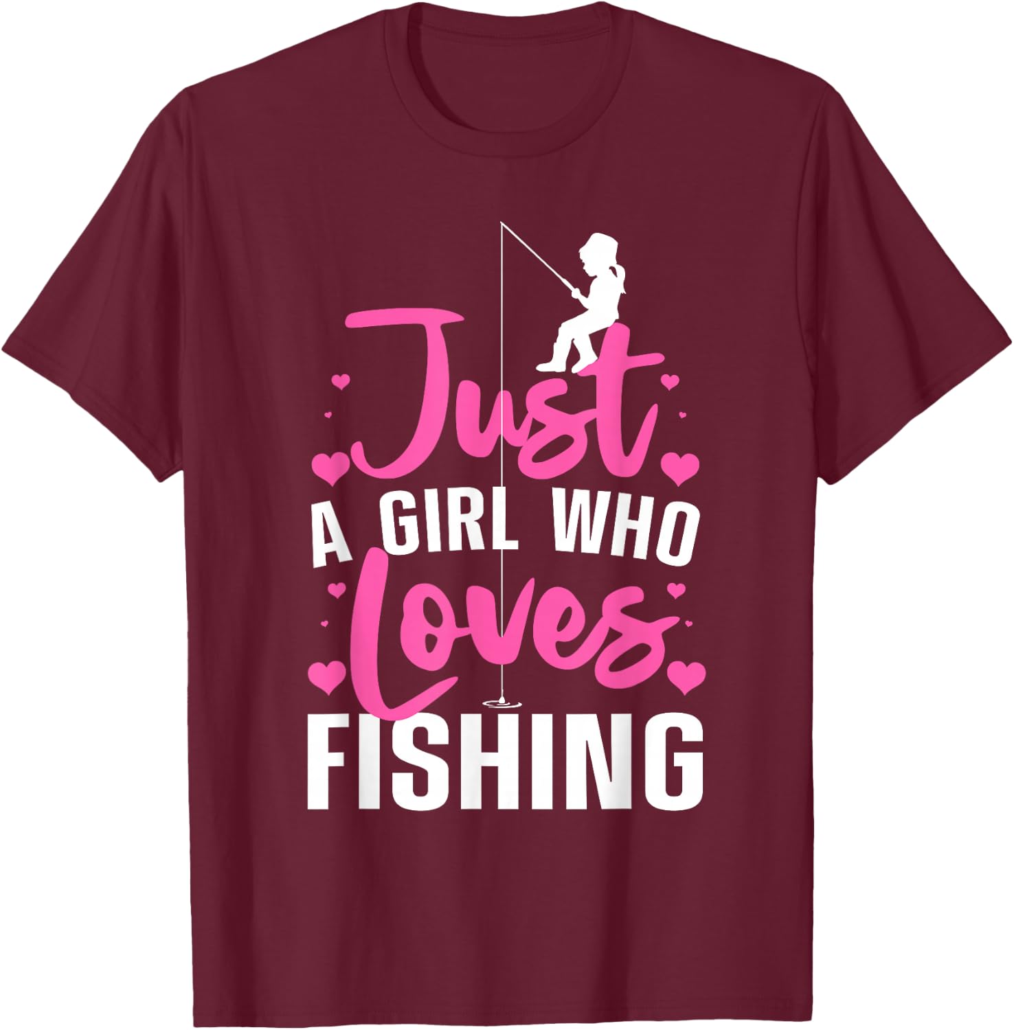 Cute Fishing Girls Kids Fisher Fisherman Bass Fish T-Shirt - T-Shirt | Maroon