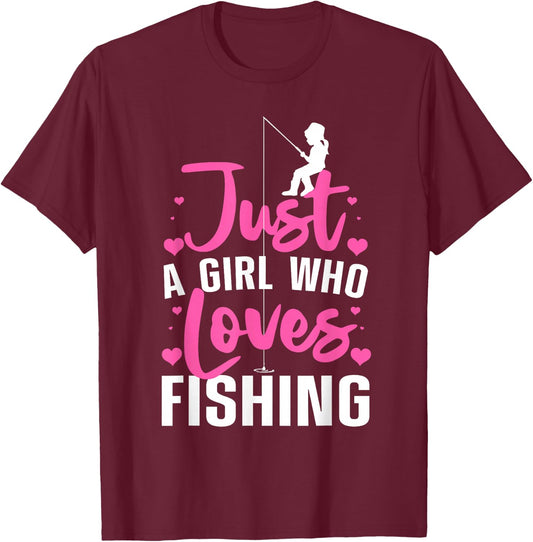 Cute Fishing Girls Kids Fisher Fisherman Bass Fish T-Shirt - T-Shirt | Maroon