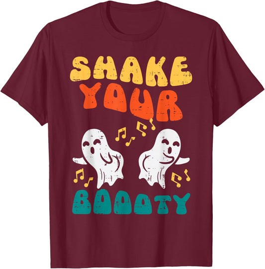 Shake Your Boooty Ghosts Groovy Retro Halloween Men Women T-Shirt - T-Shirt | Maroon