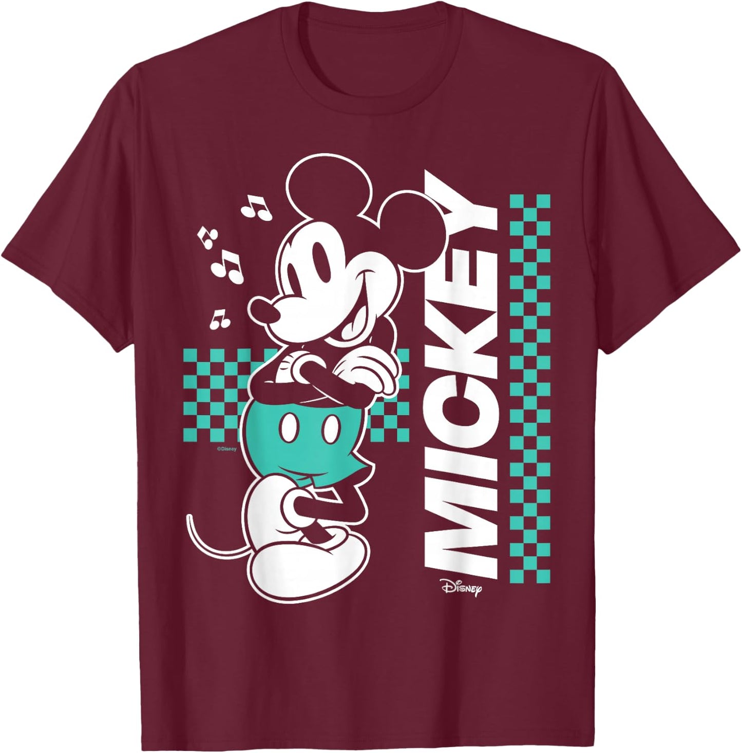 Disney - Mickey Checkered Character Art T-Shirt - T-Shirt | Maroon