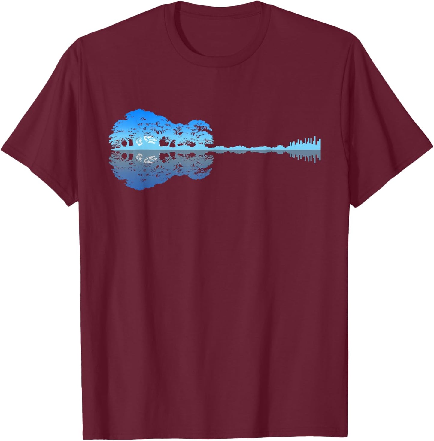 Guitar Shadow Lake Love Guitar Musician Guitarist Music T-Shirt - T-Shirt | Maroon