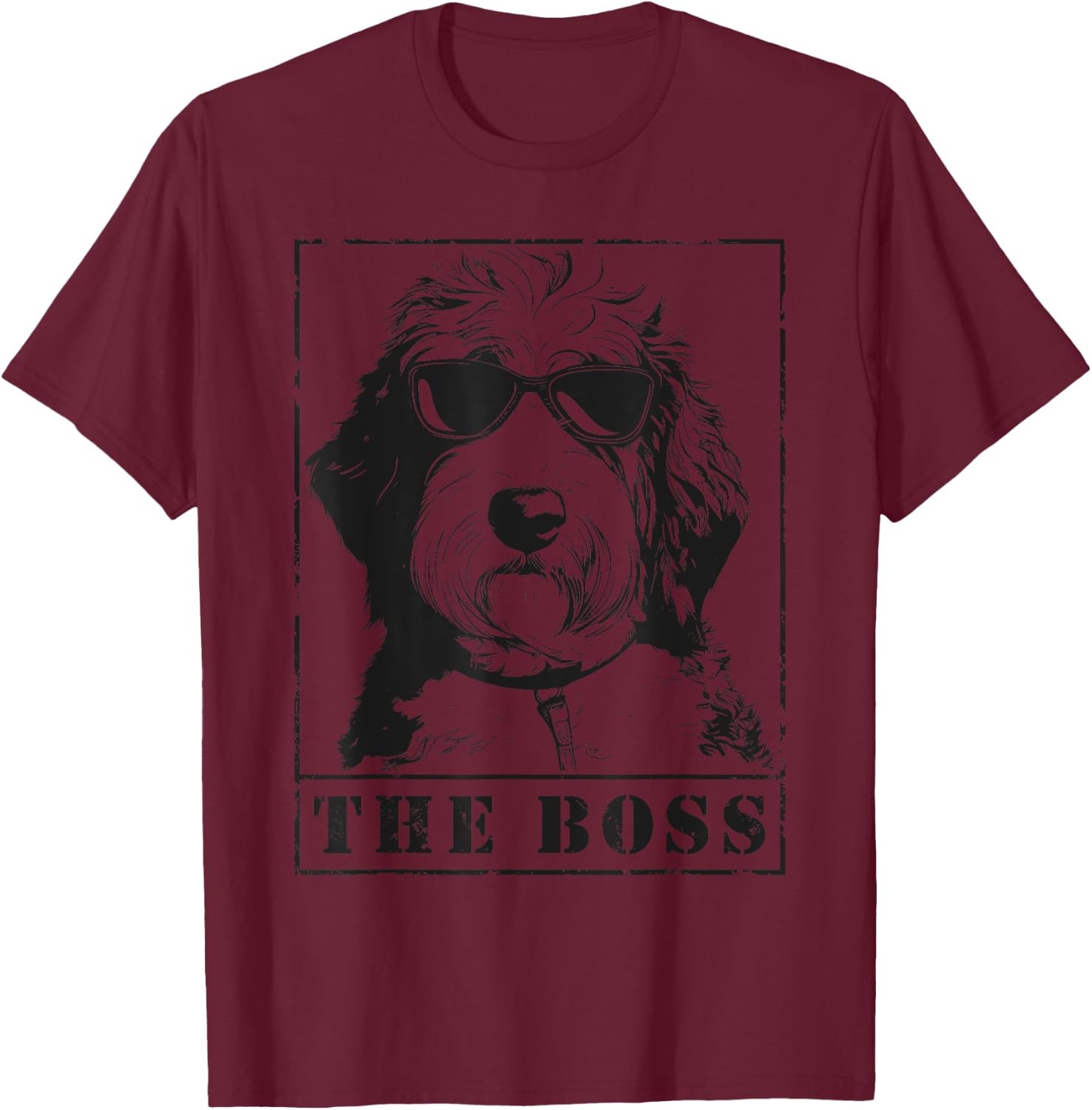 The Funny Sheepadoodle Boss Mom Dad Dog Lover T-Shirt - T-Shirt | Maroon