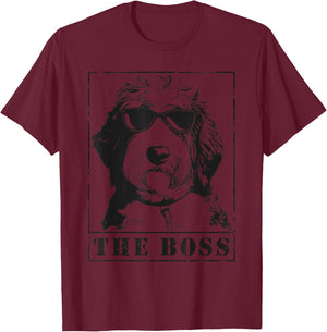The Funny Sheepadoodle Boss Mom Dad Dog Lover T-Shirt - T-Shirt | Maroon