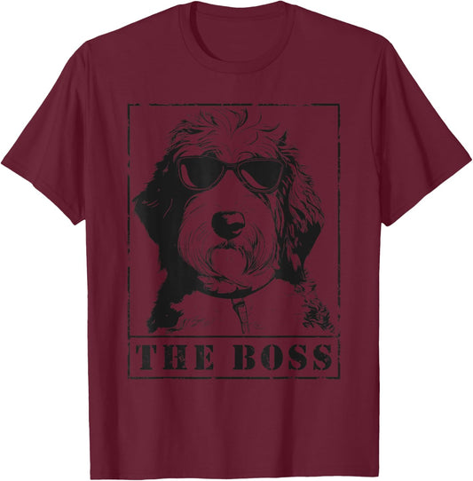 The Funny Sheepadoodle Boss Mom Dad Dog Lover T-Shirt - T-Shirt | Maroon