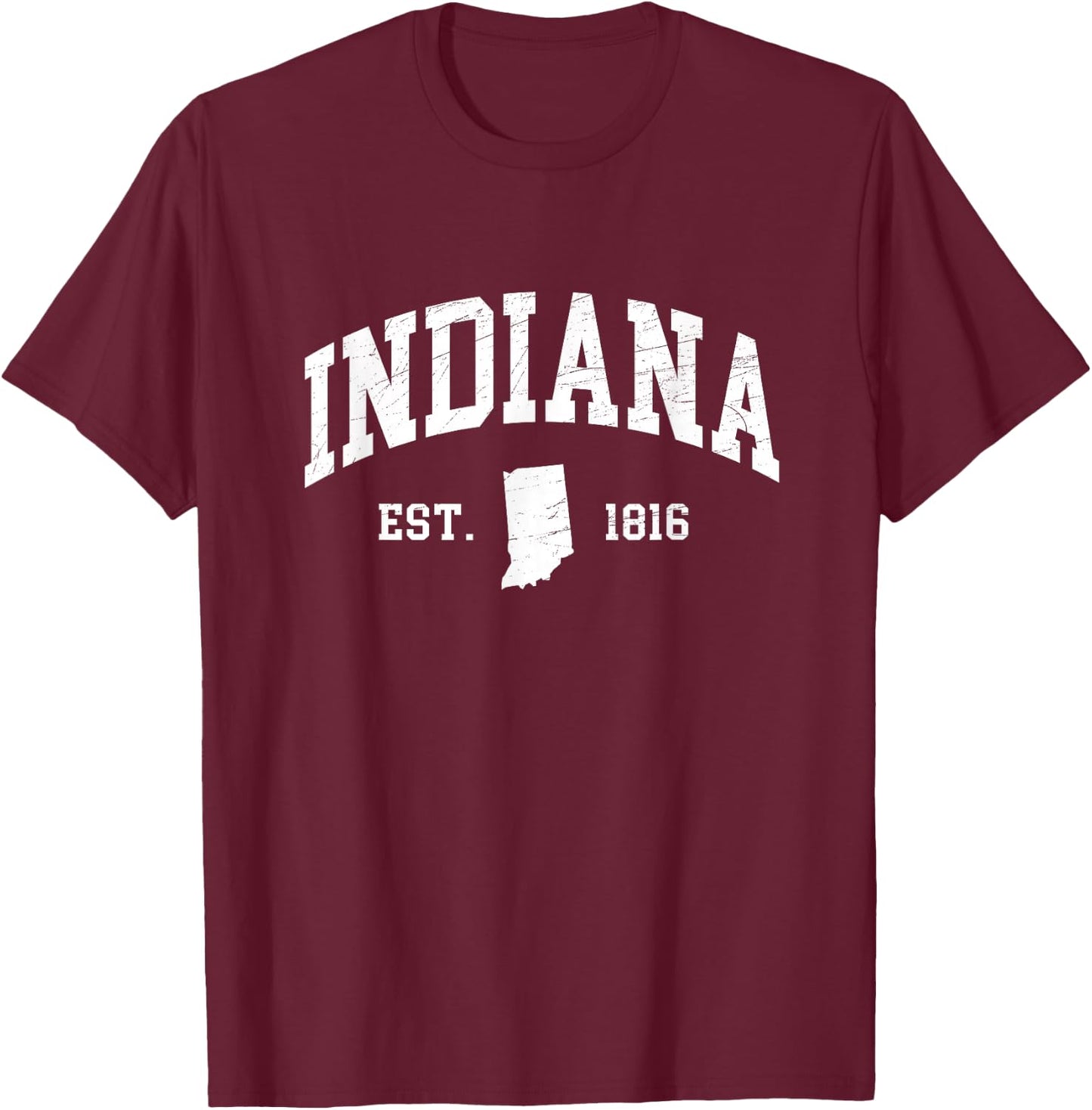 Indiana - Est. 1816 - Distressed / Worn Design - Classic T-Shirt - T-Shirt | Maroon