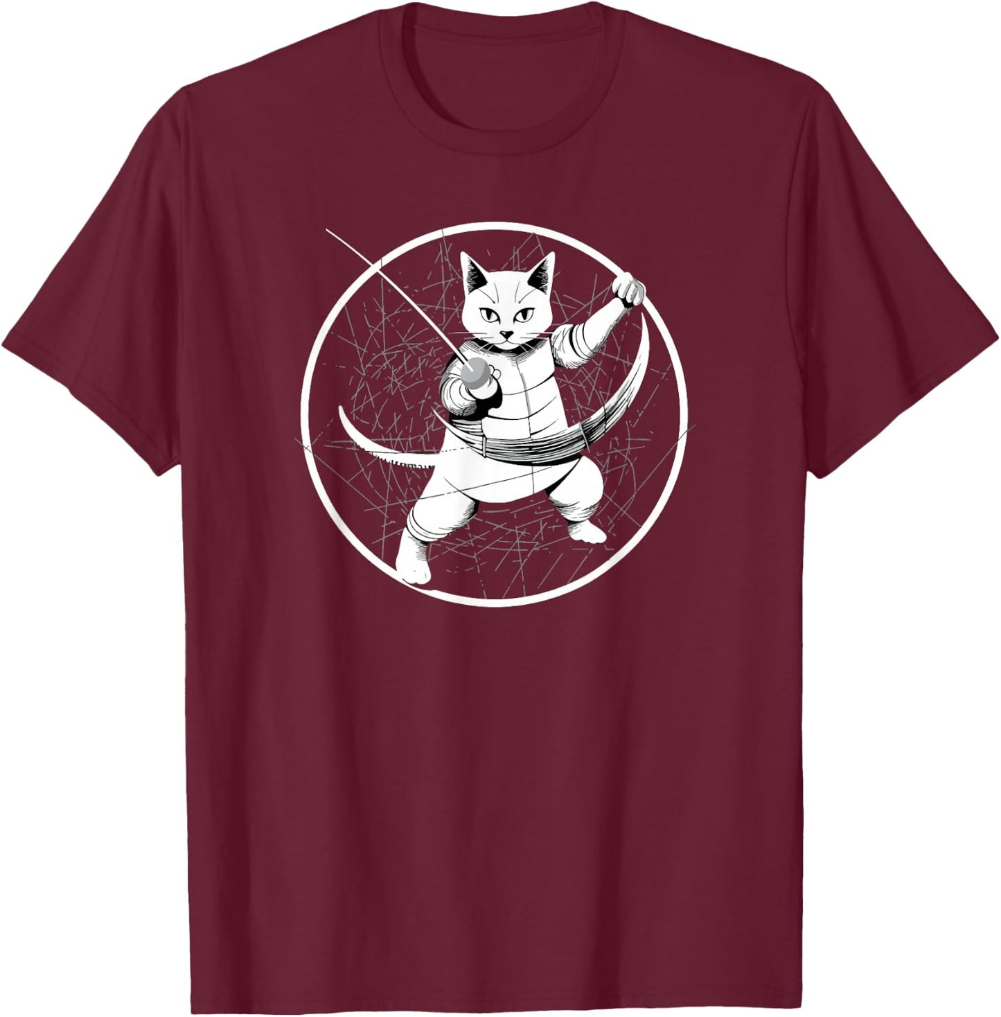 Fencing Game gamer fencer sport fencing Cat T-Shirt - T-Shirt | Maroon