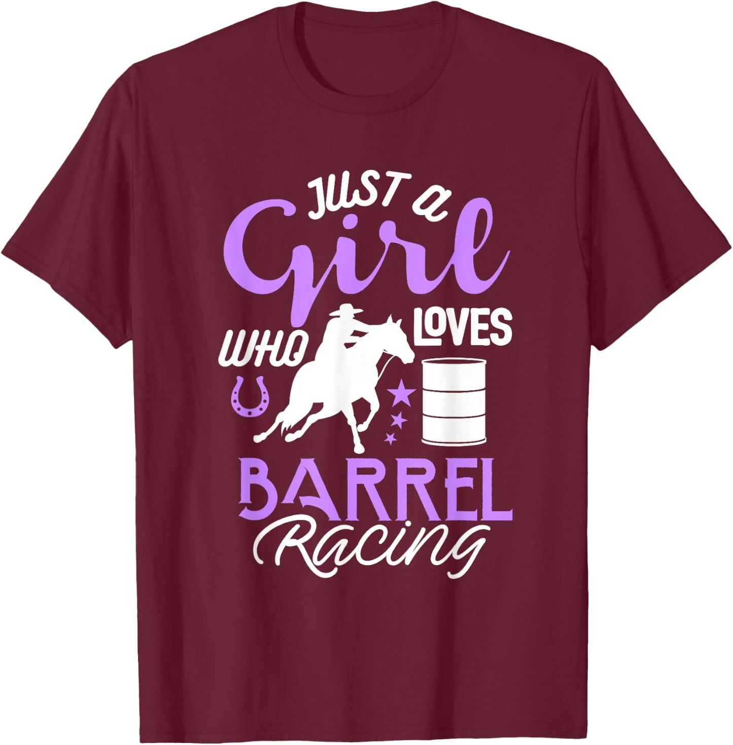 Barrel Racer Girl Shirt Just Girl Loves Barrel Racing Kids T-Shirt - T-Shirt | Maroon