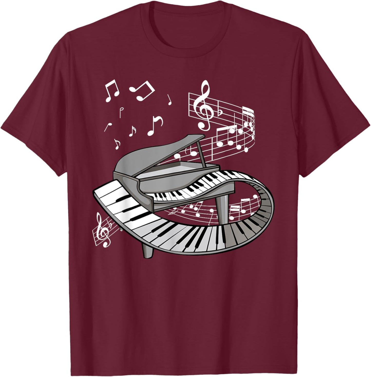 Piano Player Music Notes Musician Pianist Concert Festival T-Shirt - T-Shirt | Maroon