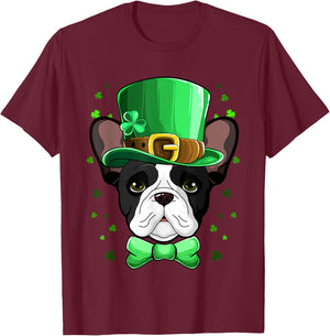 Boston Terrier Leprechaun Costume St Patricks Day T-Shirt - T-Shirt | Maroon