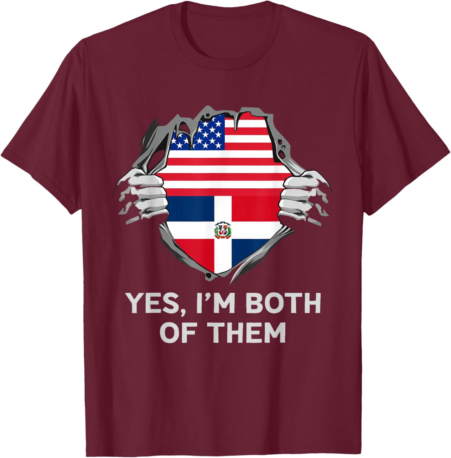Half American Half Dominican USA Dominican Republic Flag T-Shirt - T-Shirt | Maroon