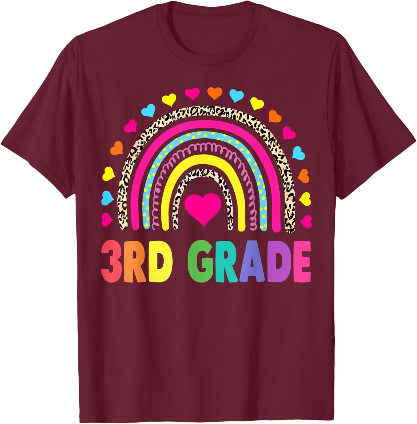 Third Grade Rainbow Girls Boys Teacher Team 3rd Grade Squad T-Shirt - T-Shirt | Maroon