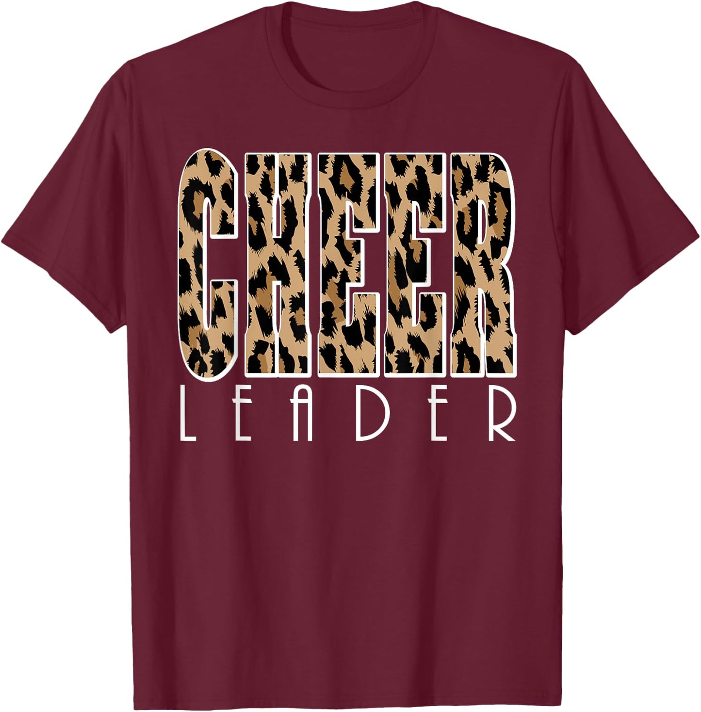 Cheerleader Leopard Shirt Cheerleading Cheerleader Gifts T-Shirt - T-Shirt | Maroon