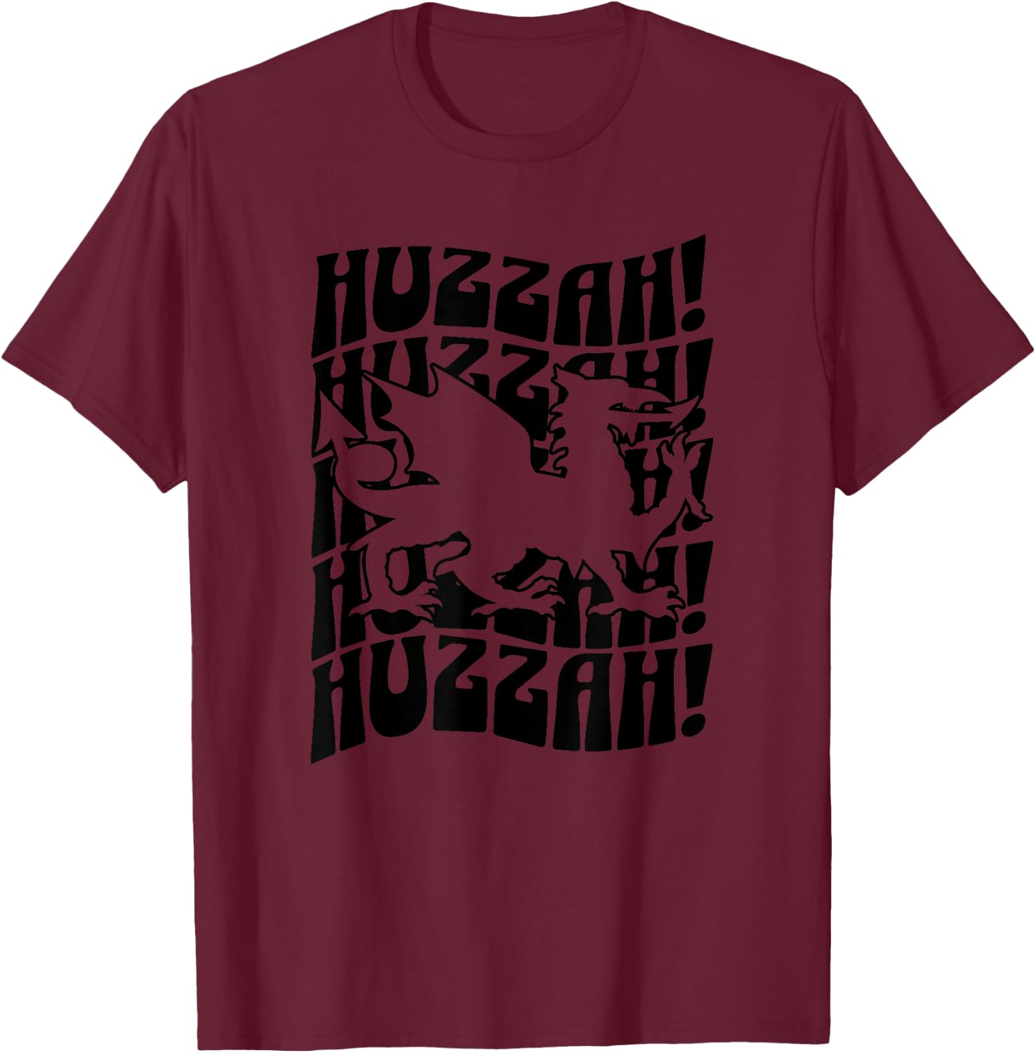 Huzzah Renaissance Faire Festival Fair Medieval Theme Dragon T-Shirt - T-Shirt | Maroon