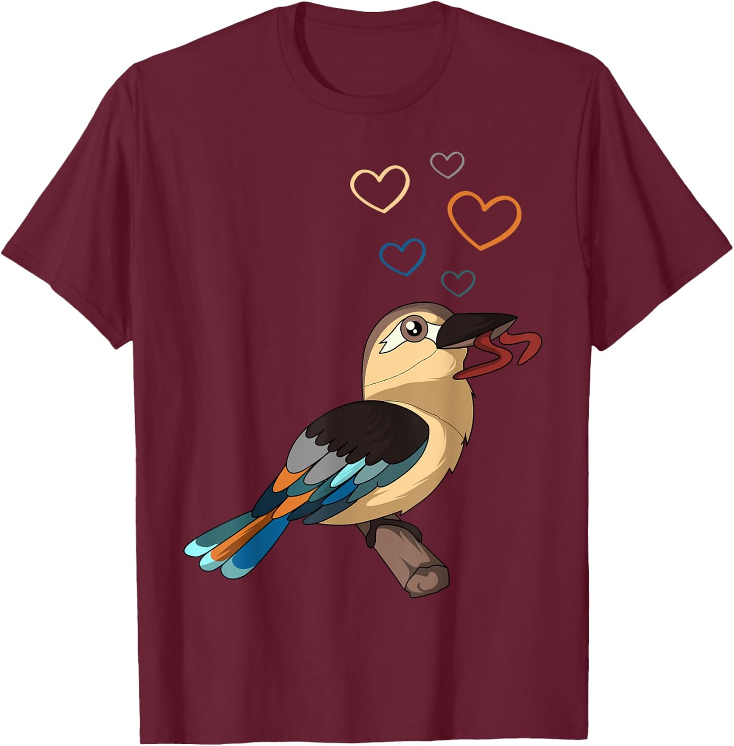 Kookaburra Heart Kingfisher Birdwatcher Ornithologist T-Shirt - T-Shirt | Maroon