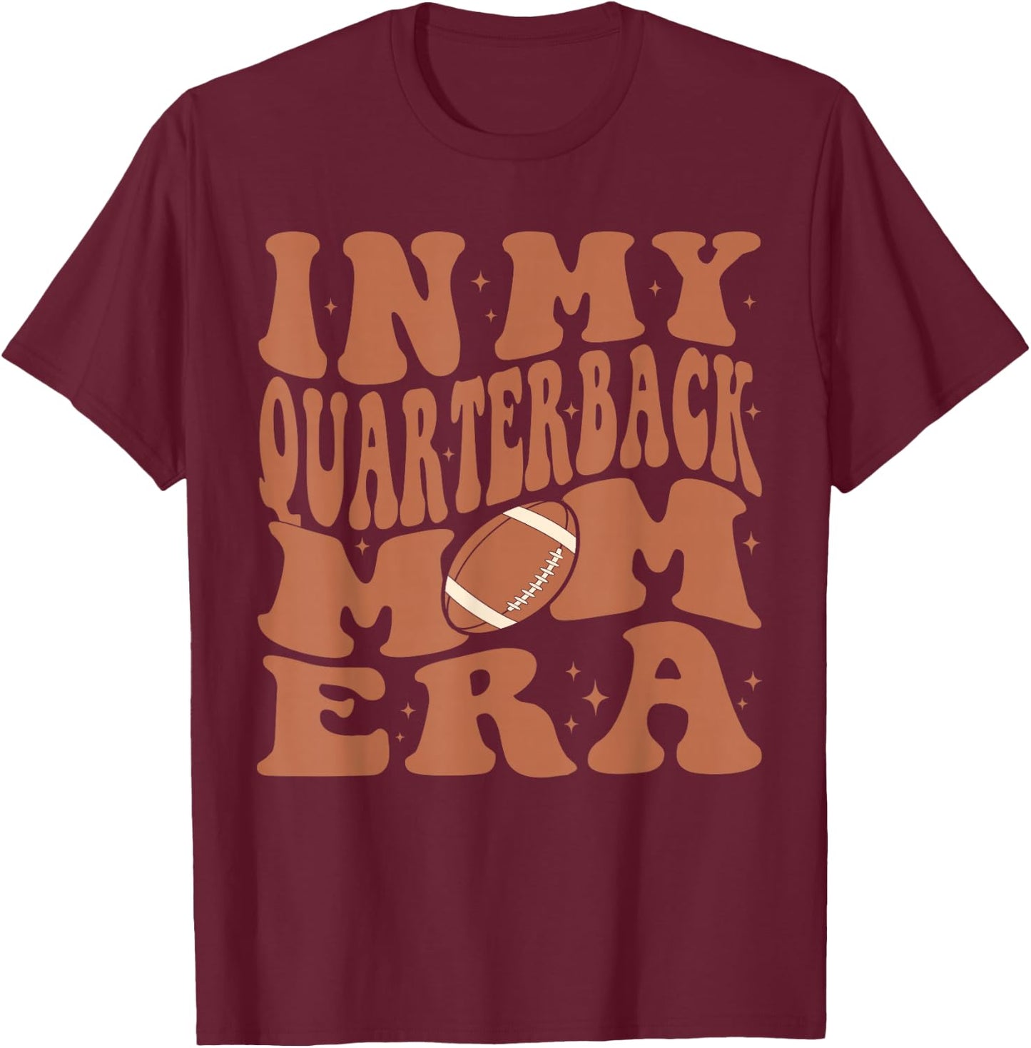 In My Quarterback Mom Football Era Groovy QB Mama Christmas T-Shirt - T-Shirt | Maroon