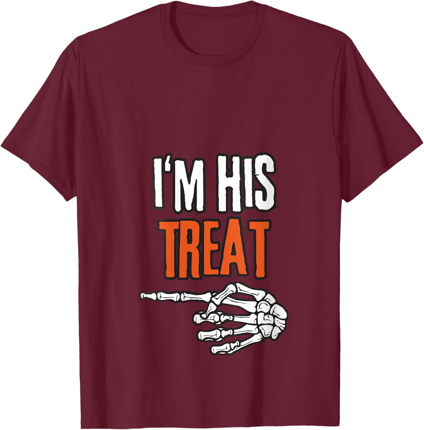 I'm His Treat Hilarious Halloween For Couples Matching V-Neck T-Shirt - T-Shirt | Maroon