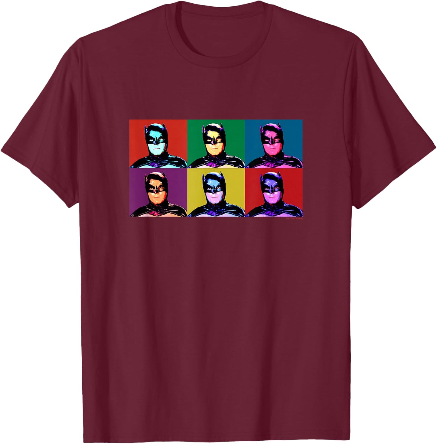 Batman Vintage 60's Classic Adam West Batman Warhol Pop Art T-Shirt - T-Shirt | Maroon