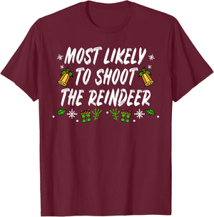 Reindeer Santa Claus Christmas Holiday T-Shirt - T-Shirt | Maroon