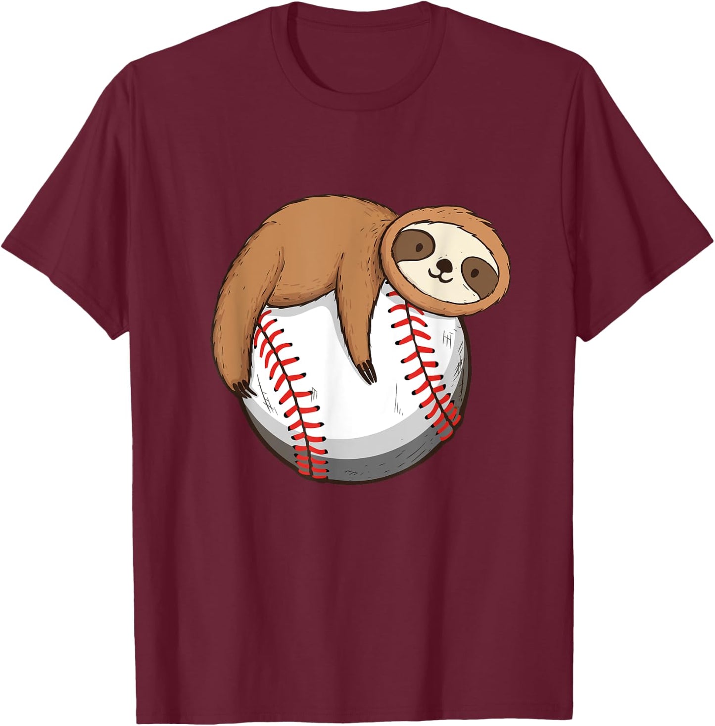 Sloth Baseball Player - Catcher Pitcher Animal Nature Lover T-Shirt - T-Shirt | Maroon