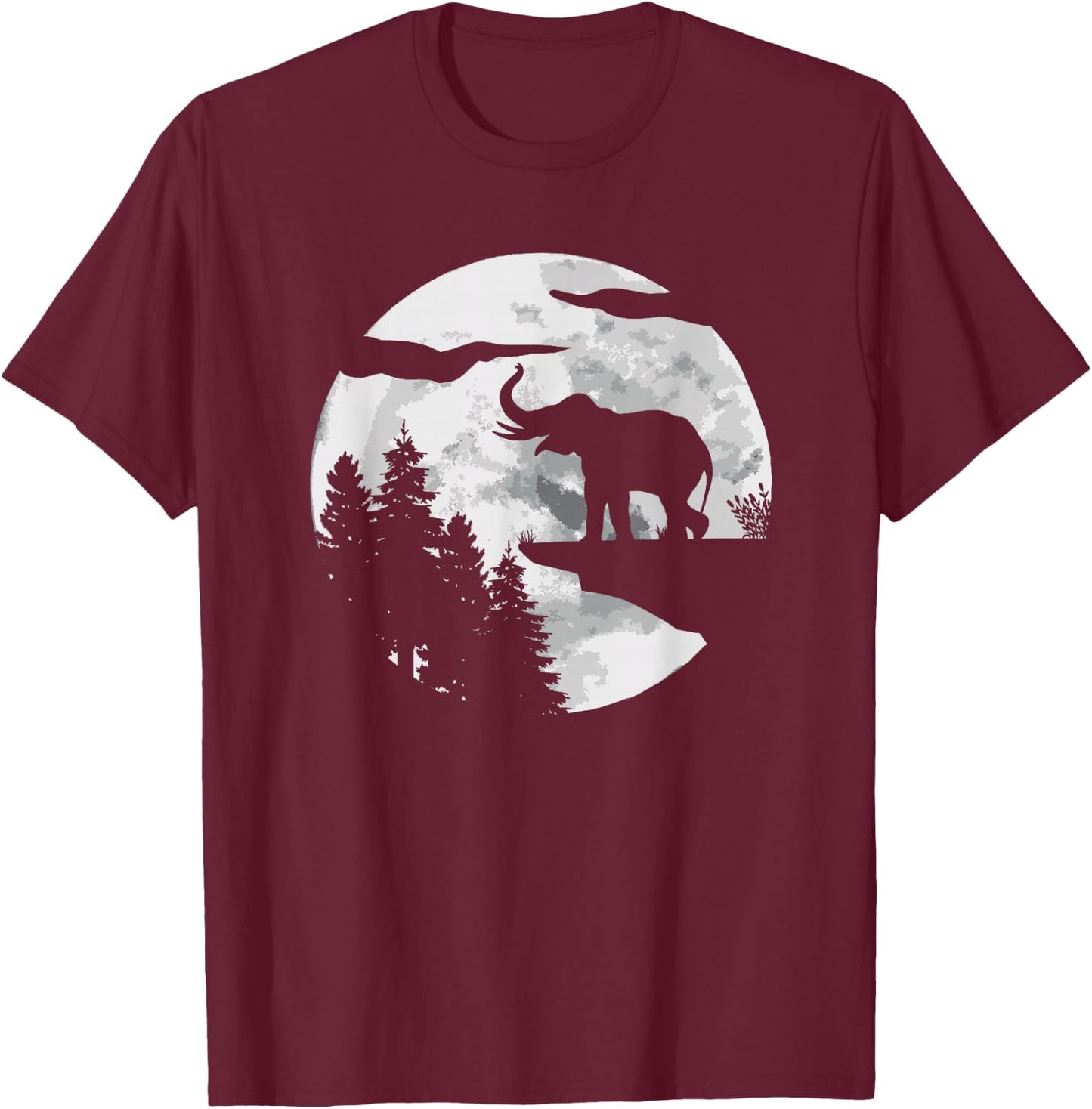 Elephant Africa Safari Pachyderm - Full Moon Elephant T-Shirt - T-Shirt | Maroon