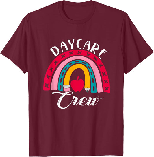 Daycare Crew Child Care Worker Provider Rainbow T-Shirt - T-Shirt | Maroon