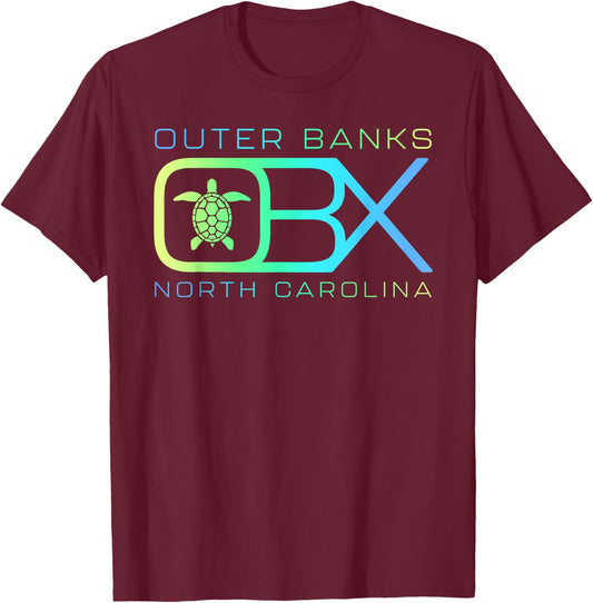 OBX North Carolina | Outer Banks Merch Vacation Sea Turtle T-Shirt - T-Shirt | Maroon