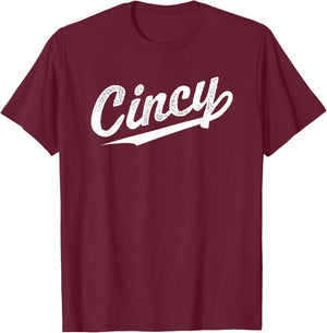 Retro Cincy Cincinnati Ohio vintage cursive script throwback T-Shirt - T-Shirt | Maroon