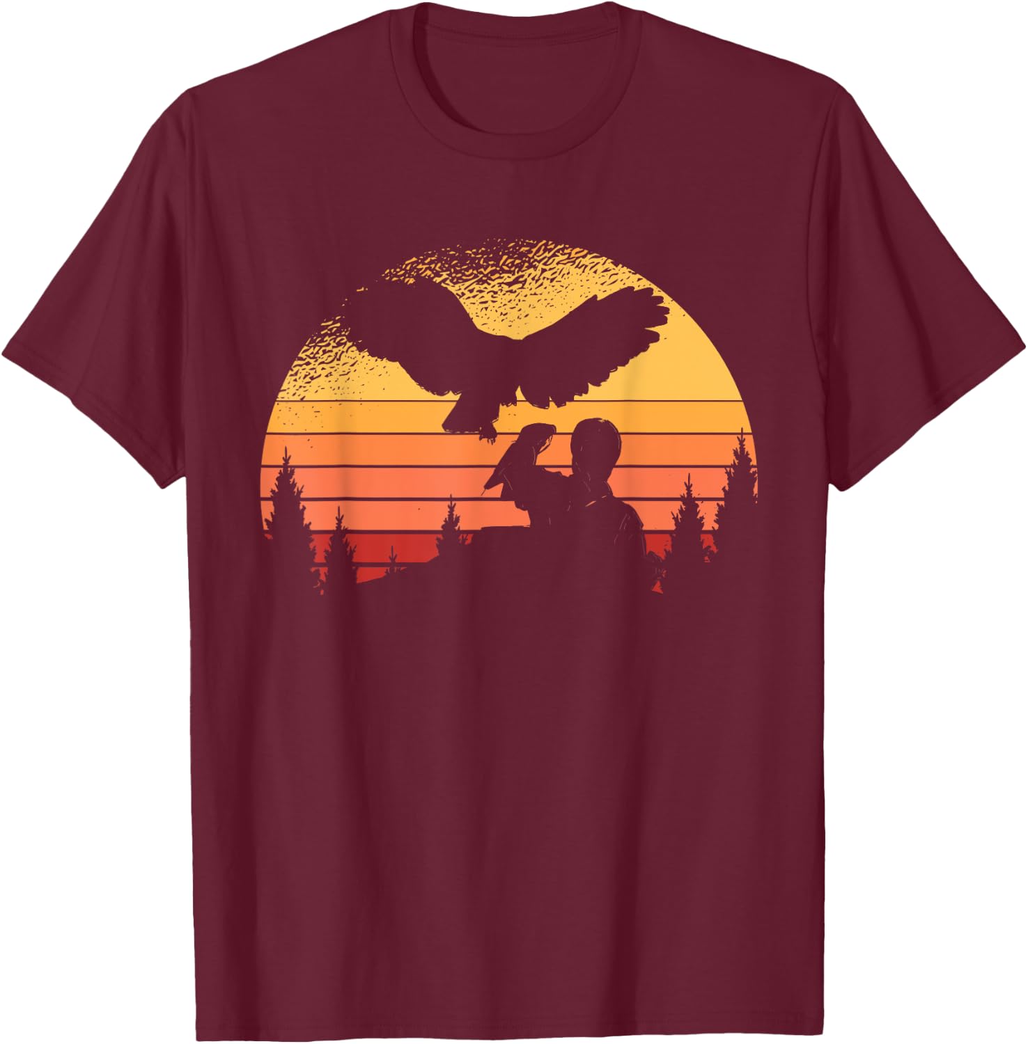 Funny Falconer Peregrine Falcon Flying Vintage Bird Falconry T-Shirt - T-Shirt | Maroon