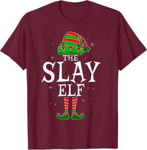 The Slay Elf Group Matching Family Christmas Beautiful T-Shirt - T-Shirt | Maroon